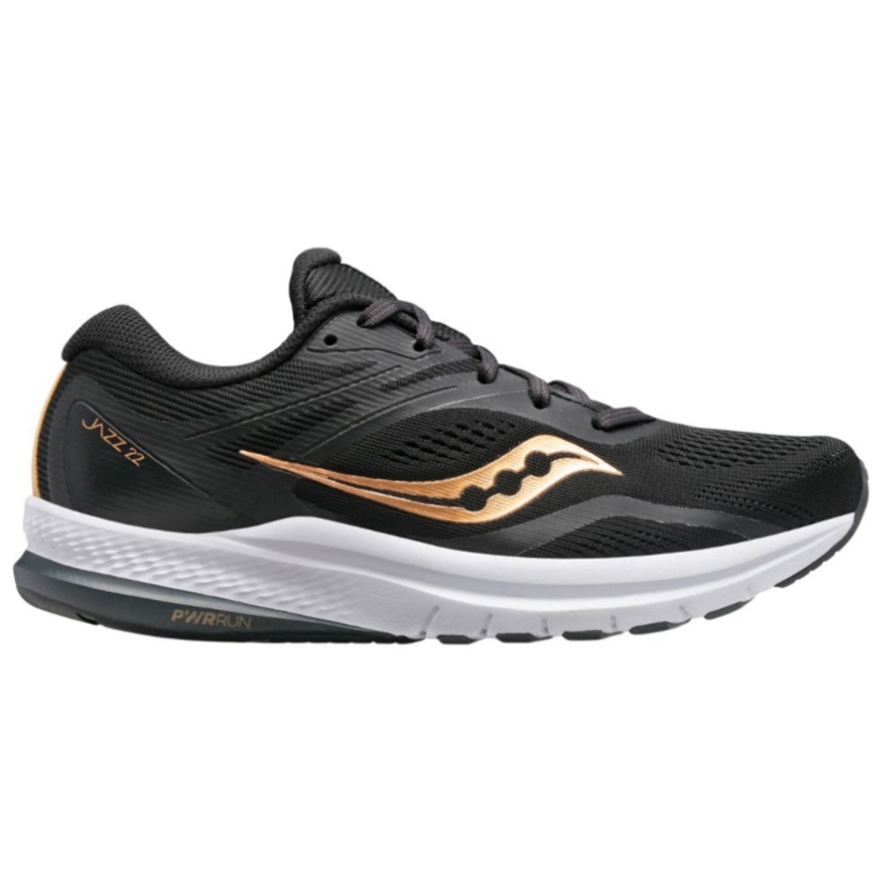 Saucony Women's Jazz 22 Black and Gold Cushioned Running Shoes, Size 6